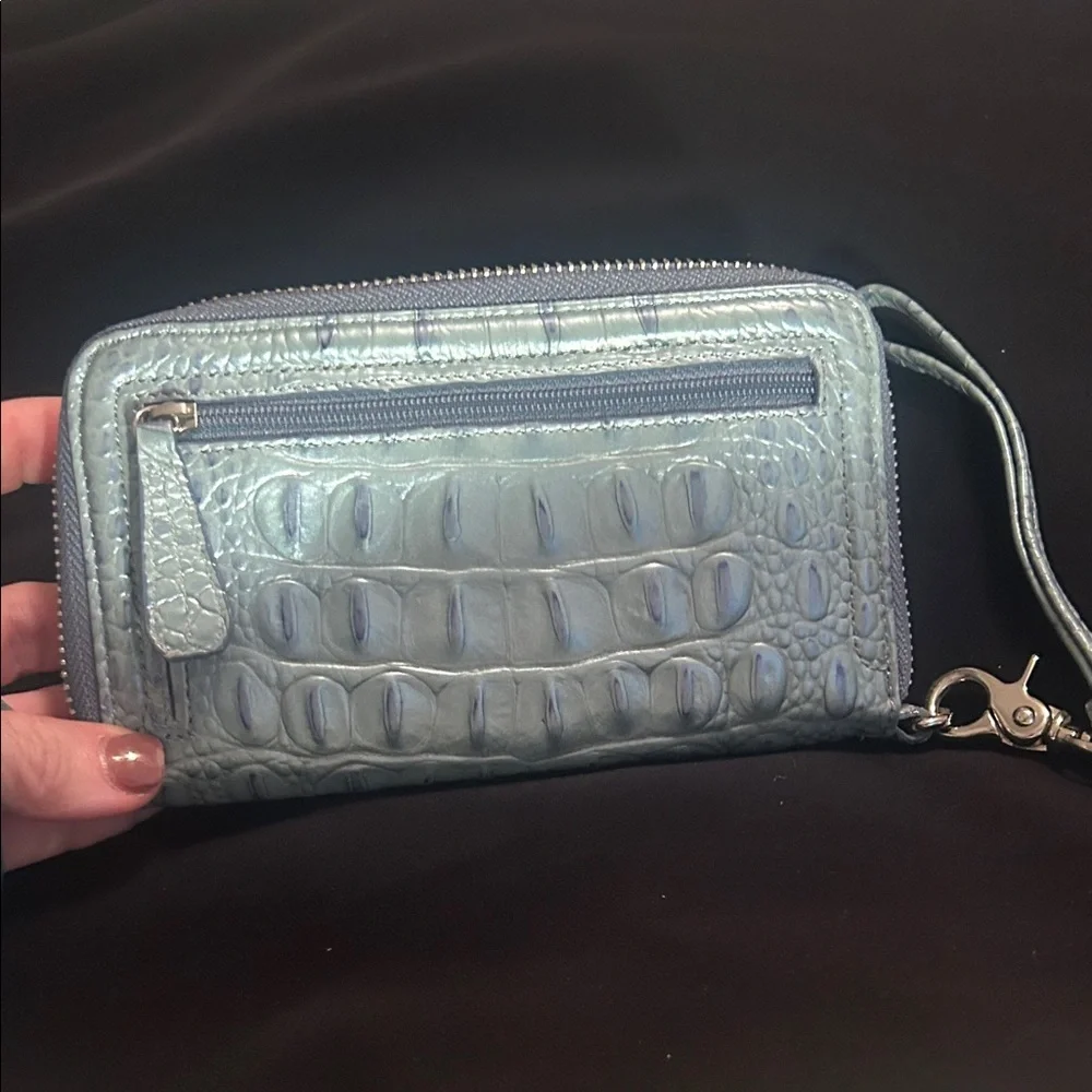 Brahmin Light Blue Croc-Embossed clutch/wallet - Picture 3 of 7